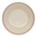 A taupe Cal-Mil melamine bowl/plate with a white border.