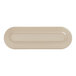 A taupe rectangular Cal-Mil melamine platter with an oval shape.