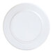 A white plate with a round edge.