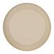 A close up of a taupe Cal-Mil melamine plate.