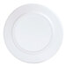 A white Cal-Mil melamine plate with a round edge.