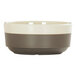 A Cal-Mil Vienna melamine bowl with a brown and cream rim.