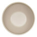 A taupe Cal-Mil melamine soup bowl with a white circle on it.