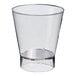 A Solia clear plastic cup with a clear rim.