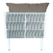 A white BFM Seating Cayman middle section chair with gray rope and Sunbrella charcoal cushion and back pillow.