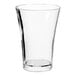 A clear plastic mini flared cup with a white background.