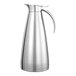 A polished stainless steel Service Ideas coffee carafe with a handle.