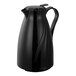 A black plastic coffee carafe with a handle.