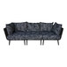 A black BFM Seating outdoor couch with black cushions and back pillows.