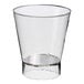 A Solia clear plastic mini cup with a clear rim.