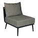 A BFM Seating Cayman outdoor middle section with Sunbrella charcoal cushion and back pillow on a black frame.