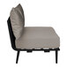 A BFM Seating Cayman middle section for an outdoor couch with black rope and a Sunbrella charcoal cushion and back pillow.