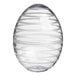 A clear plastic egg shaped container with a dome lid.