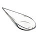 A Solia clear plastic tasting spoon with a pointy bottom.