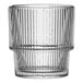 A clear Anchor Hocking Monaco rocks glass with a thin rim.