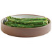 A Cal-Mil Hudson stoneware melamine plate with asparagus on it.