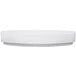 A white round Cal-Mil melamine plate with a low rim.