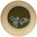 A close-up of a GET Japanese Traditional sauce dish with a blue design.