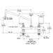 A diagram of a T&S deck-mounted faucet with measurements above a kitchen sink.