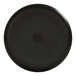 An ivory and black melamine plate with a black circle in the middle.
