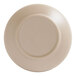 A taupe melamine bowl with a circular design on it.
