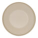 A taupe melamine plate with a round edge.