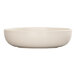 A white Cal-Mil melamine coupe bowl with a black border.