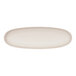 An ivory and black oval melamine tray with a white border.