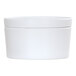 A white Cal-Mil round melamine bento box with a lid.