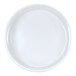 A close-up of a white round melamine Bento Box with a white background.