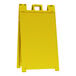 A yellow Plasticade A-Frame sign stand with white handles.