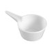 A white Solia porcelain saucepan mini dish with a handle.