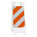A white Plasticade A-Frame sign stand with reflective sheeting displaying white and orange text.