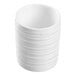A white cylindrical container with a curved design and a spiral pattern on the rim.