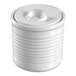 A white porcelain Solia tin can ramekin with a lid.