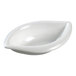 A white porcelain mini dish with a curved edge.