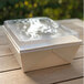 A white box with a clear lid containing a rectangular VerTerra Balsa wood tray with a clear lid.