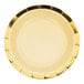 A Creative Converting pastel paper plate with a gold foil rim.