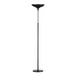 A matte black dimmable LED floor lamp torchiere with a slim pole and round base.