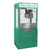 A green Paragon Zenith popcorn machine stand with a metal cabinet.