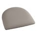 A dark gray vinyl padded seat cushion.