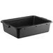 A black rectangular polypropylene utility bin with handles on the sides.