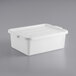 A white polypropylene bus tub with a fitted lid.