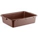 A brown rectangular polypropylene bus tub with handles on the sides.