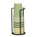A black metal Cal-Mil cup holder with a stack of green cups.