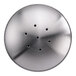 A top view of a round stainless steel lid with 7 holes.