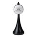 A black and white plastic push button service sign.
