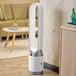 A white Dyson Purifying Fan sitting in a room.