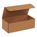 A brown Kraft corrugated mailer box with an open lid.