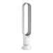 A white rectangular Dyson Cool tower fan on a white stand.